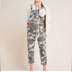 Anthropologie NEW Camo Utility Overalls size 8